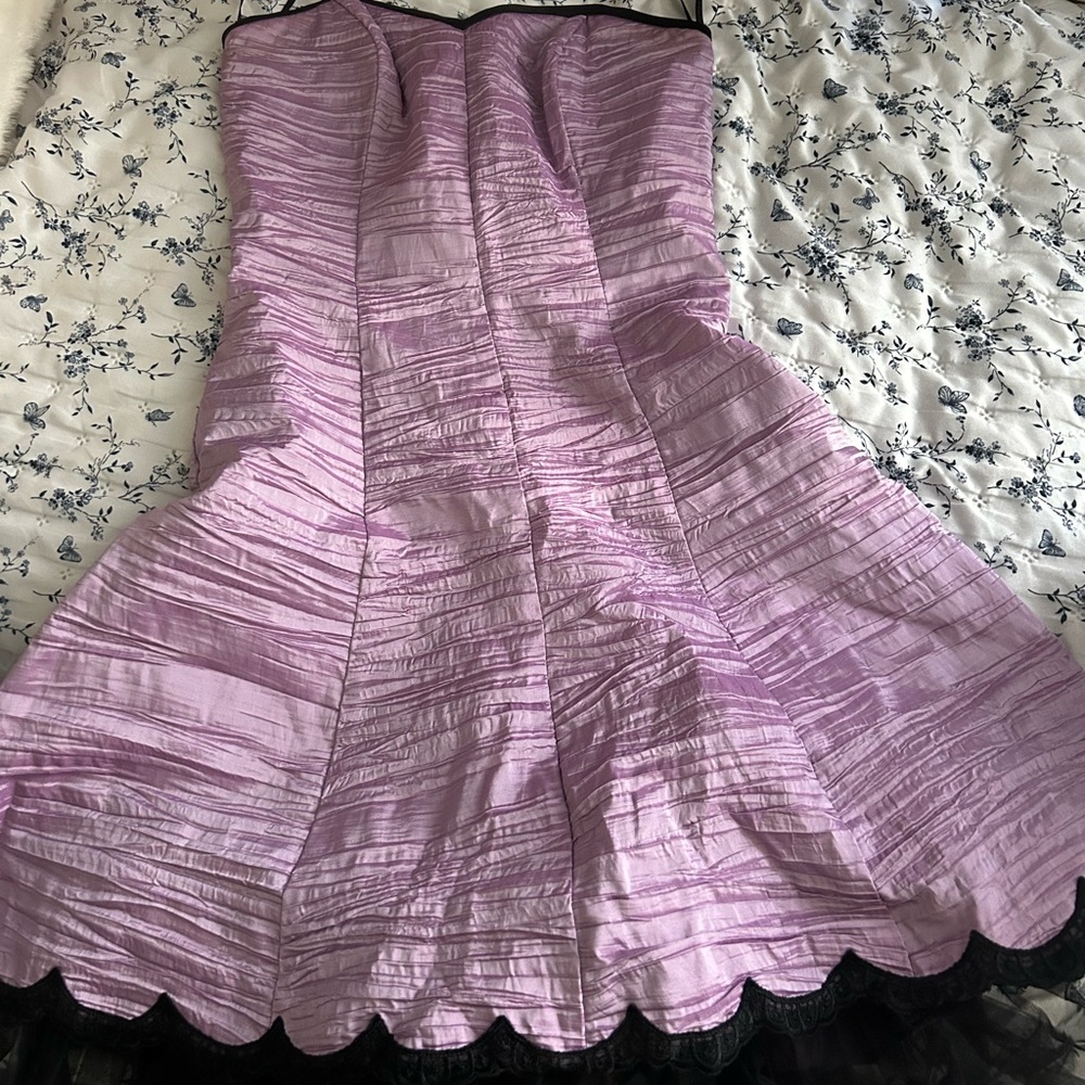 Jessica McClintock Purple Dress with Black Accents